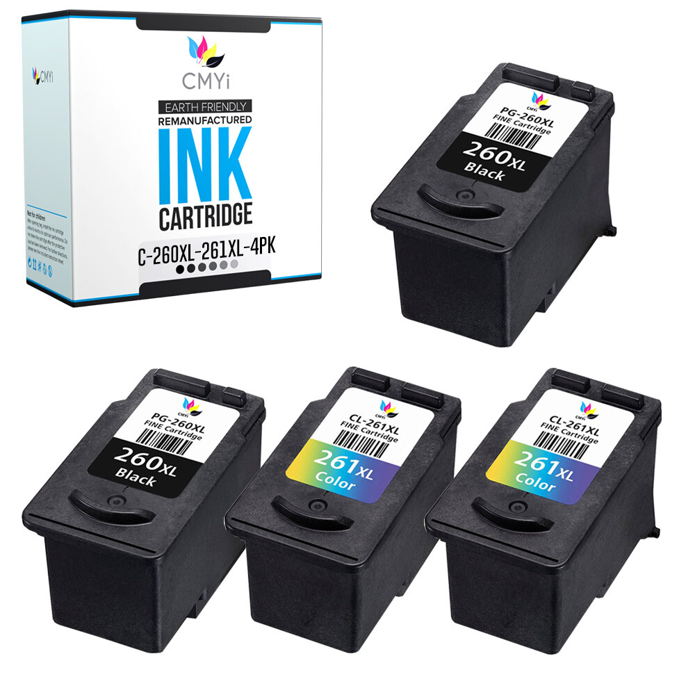 Replacement 260XL 261XL Combo Pack of 4 Ink for Canon PIXMA TR7020 TS5320 TS6420