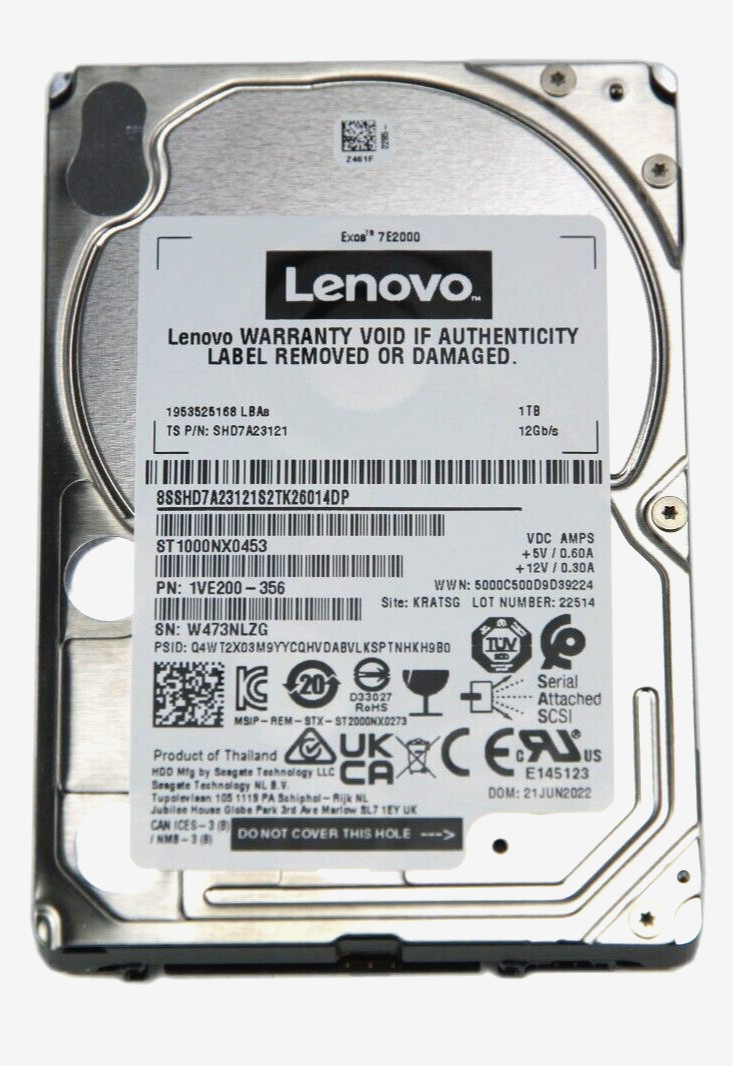Lenovo Seagate 1TB 7.2K SAS 12Gb/s 2.5″ Hard Drive ST1000NX0453 SHD7A23121
