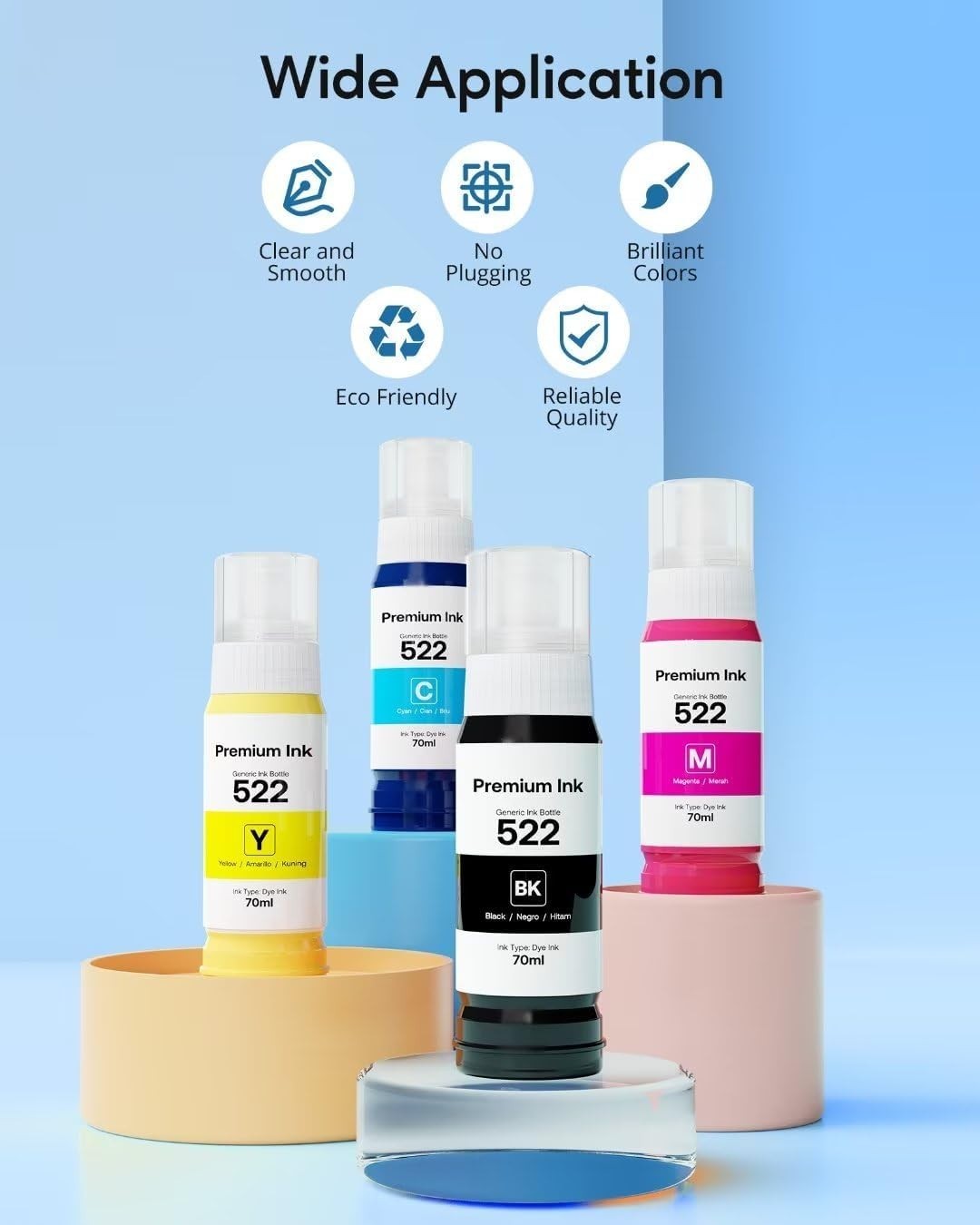 Refill Ink Bottle for Epson EcoTank 502 ET-4760 ET-2760 ET-2750 ET-3760 ET-2850