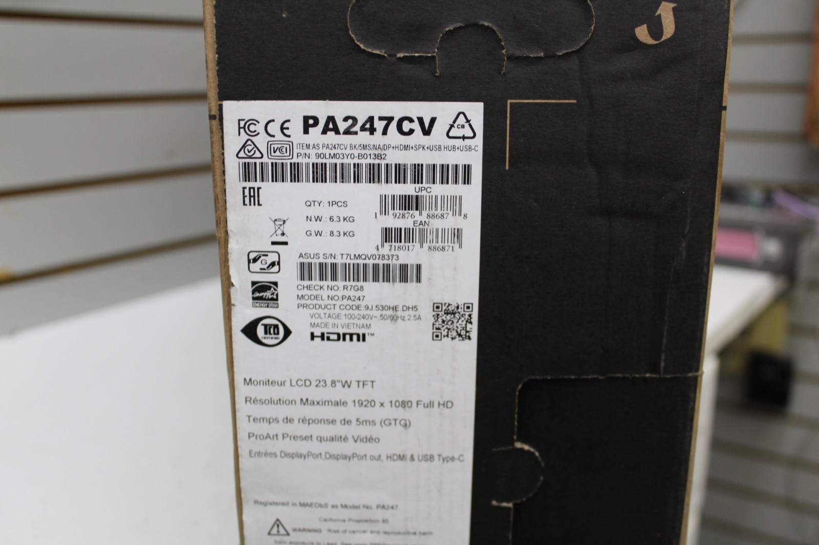 ASUS ProArt PA247CV 24″ 75Hz 1080P FHD IPS USB Hub USB-C HDMI Monitor Display