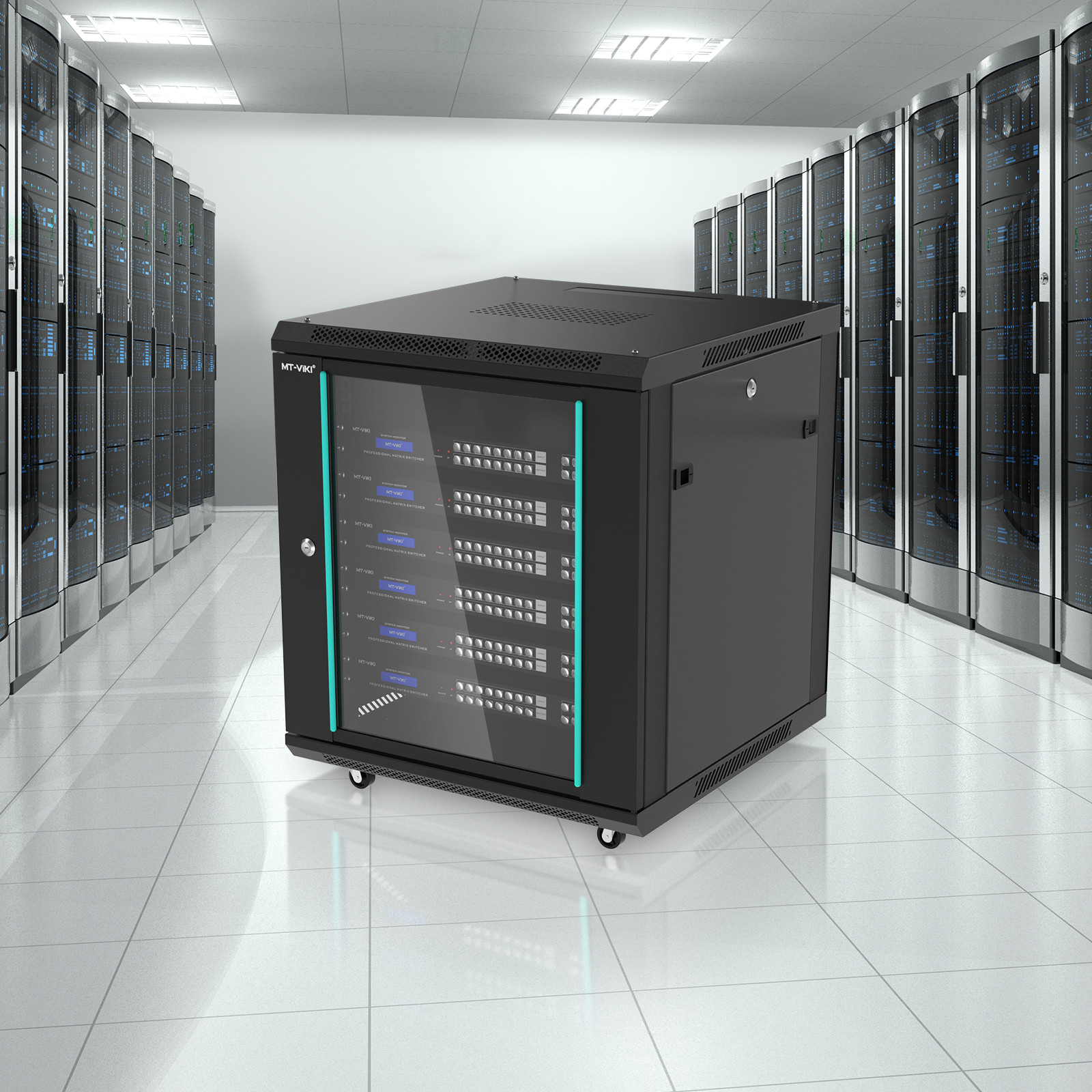 MT-VIKI 12U Server Cabinet Network Rack Vented Enclosure w/Moving Wheel for 19”