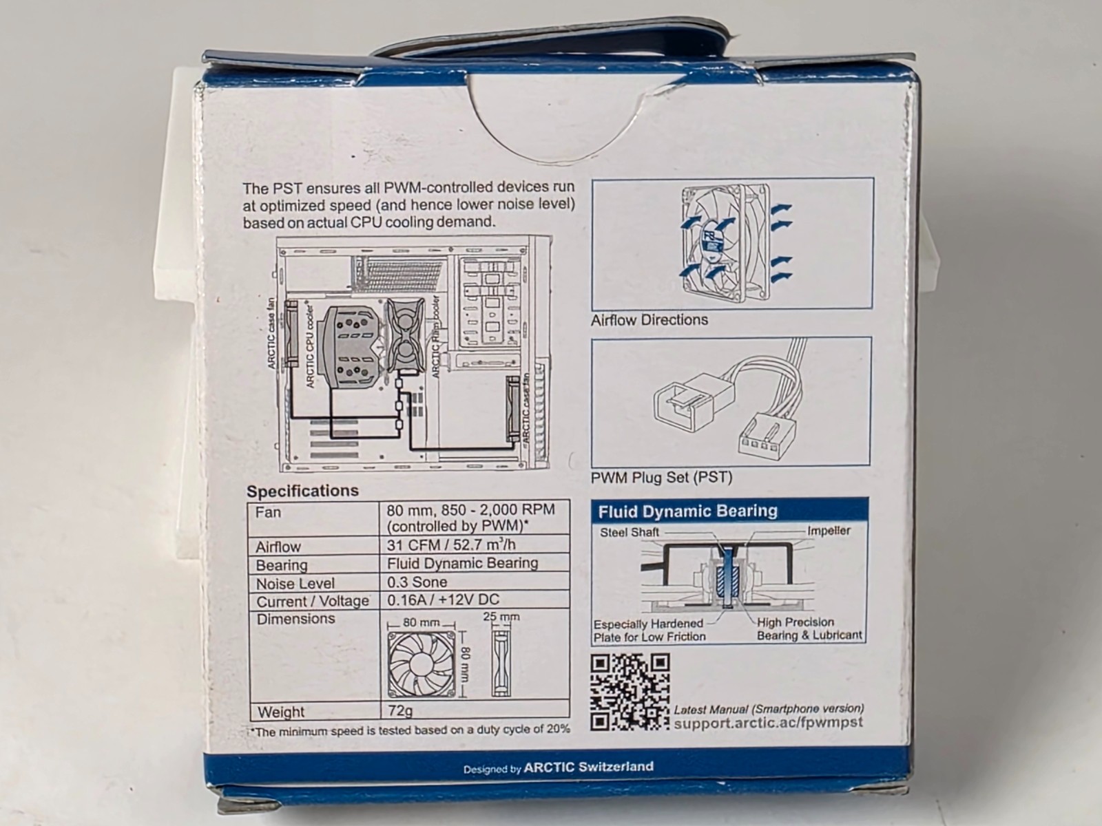 ARCTIC F8 PWM PST 80mm Case Fan Fluid Dynamic Bearing New Open Box