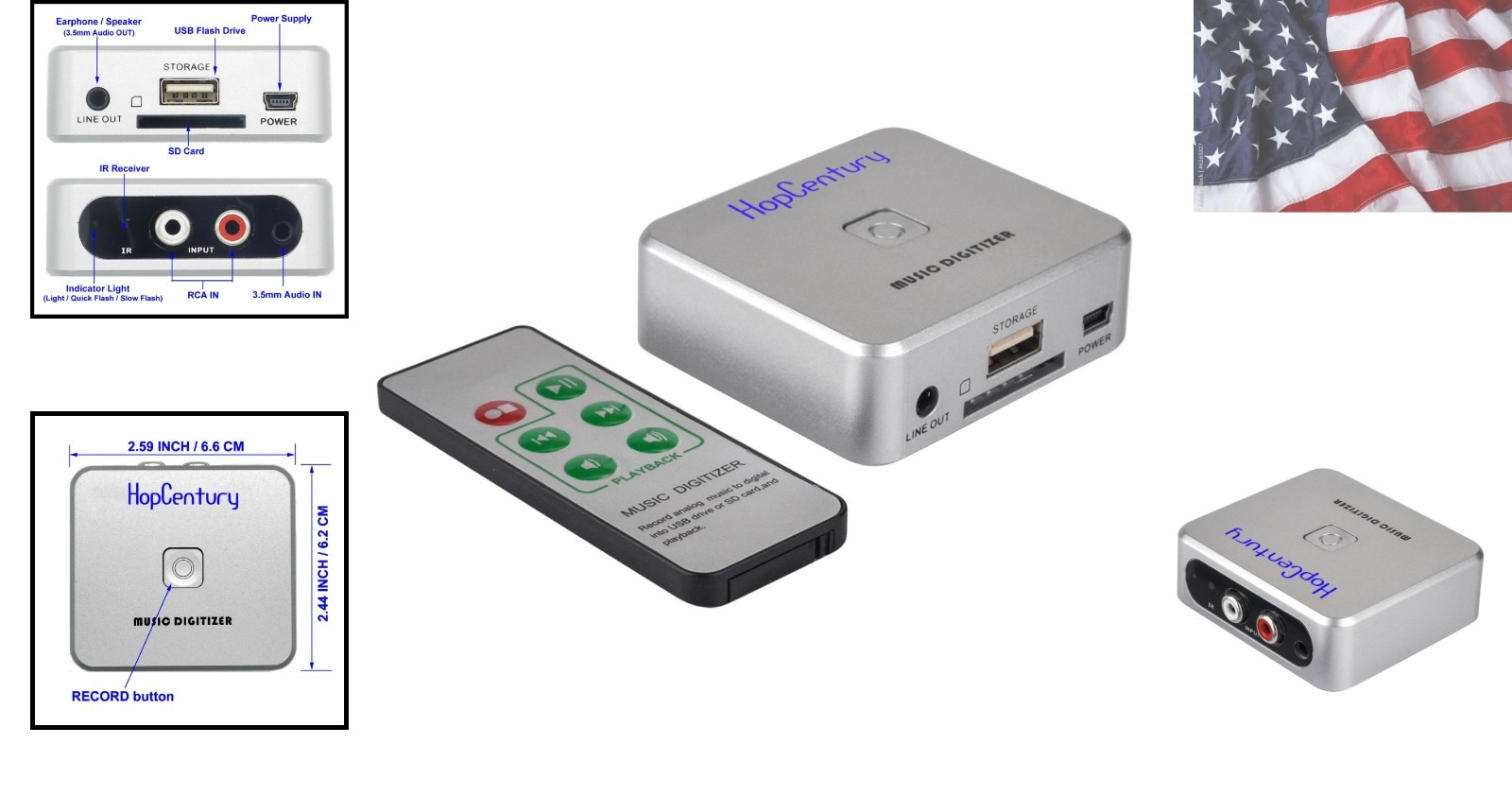 Easy-to-Use Music Digitizer Recorder for Quick MP3 Conversion: Remote Included