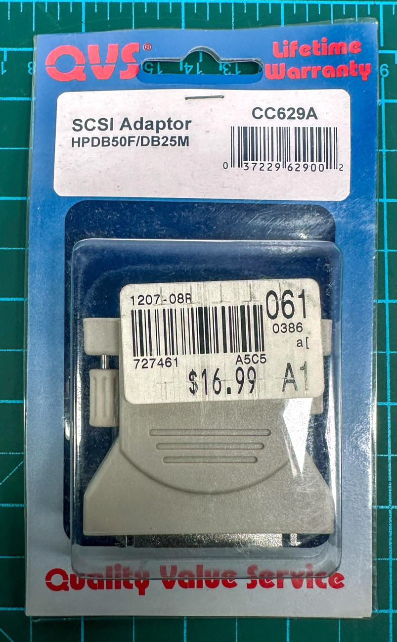 QVS SCSI Adaptor HPDB50F/DB25M CC629A Gold Plated Contacts Gray PC Mac