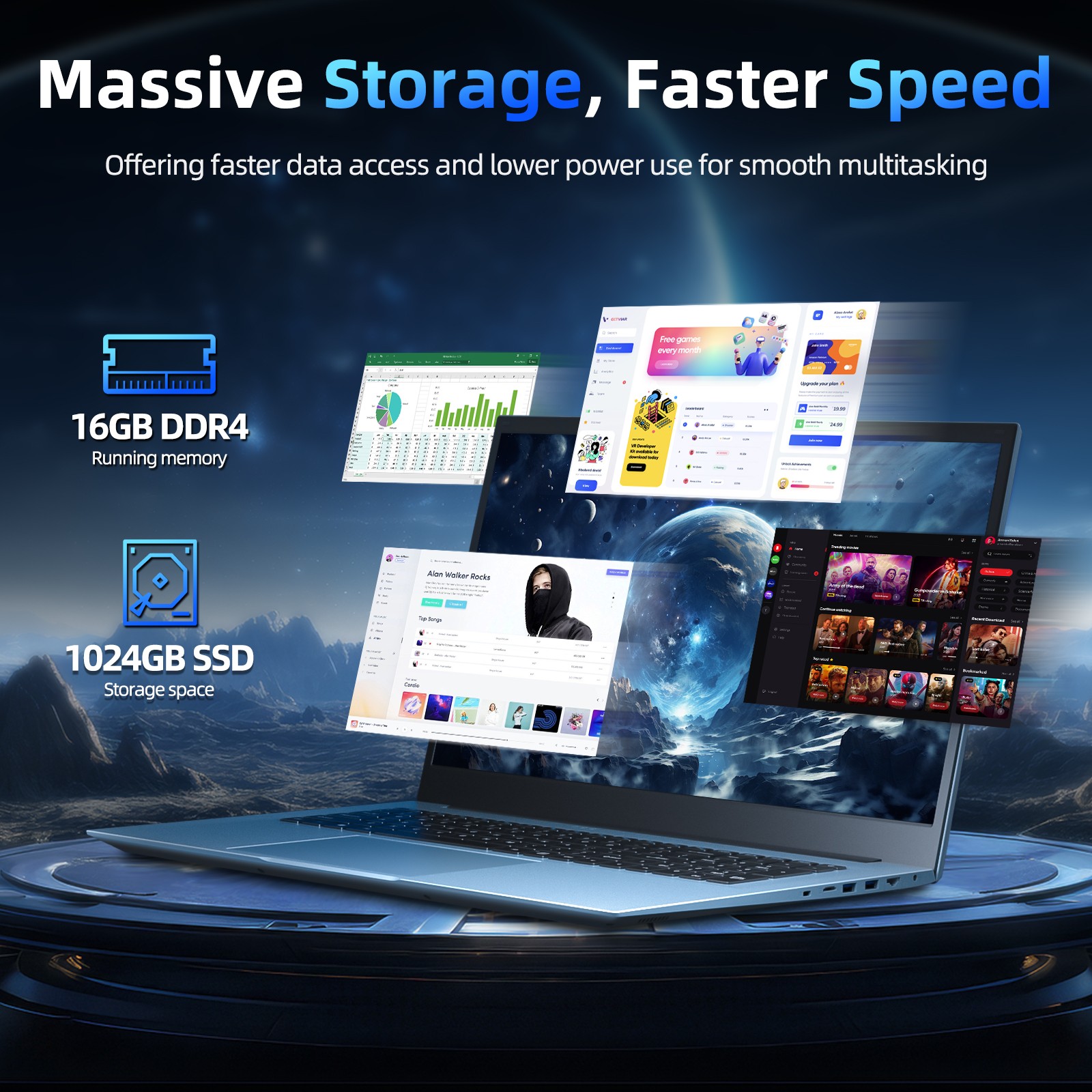 NEW SGIN 18.5″ Laptop Win11 PRO Intel N5095 16GB RAM 1TB SSD WiFi6 RJ45 USB-C