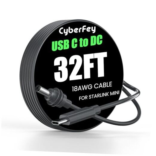 Starlink Mini Cable 10M/32FT – Waterproof USB C Cable – 32FT/10M