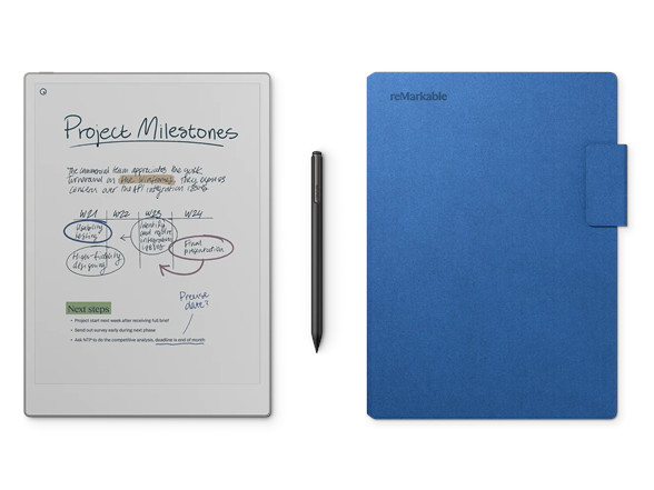 reMarkable Paper Pro 11.8″w/Marker Plus & Mosaic Folio Cobalt Certified Refurb