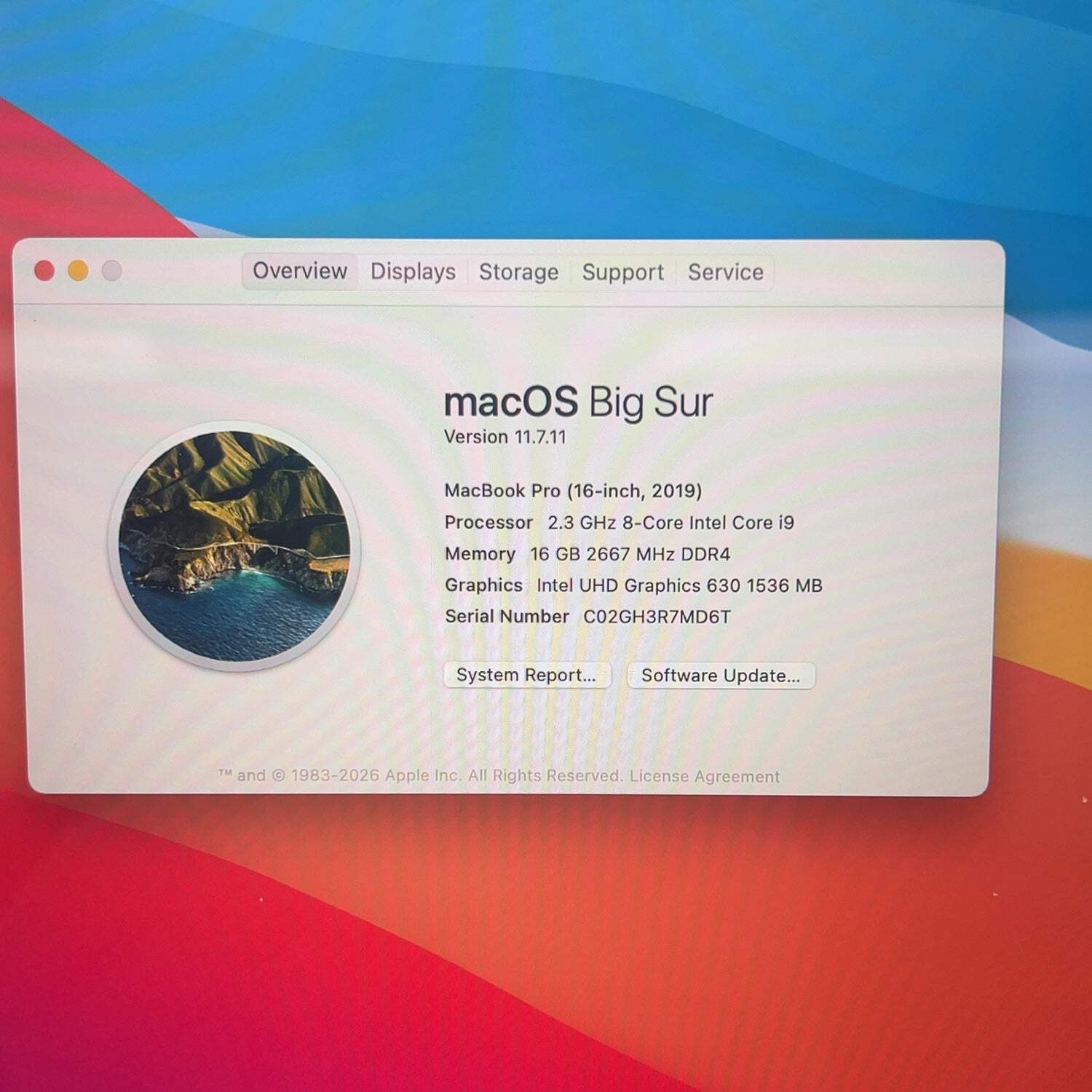 2019 Apple MacBook Pro 16″ i9 2.3GHz 16GB RAM 8TB SSD Silver A2141