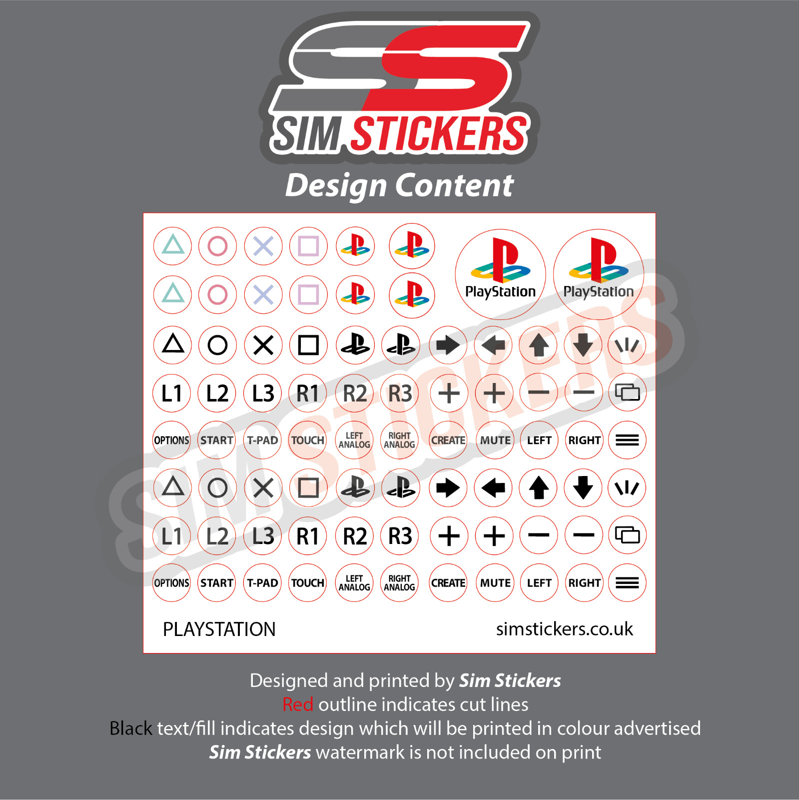 Round PlayStation Stickers Simulator Wheel/Button Box/Controller- 7.5mm 9mm 10mm