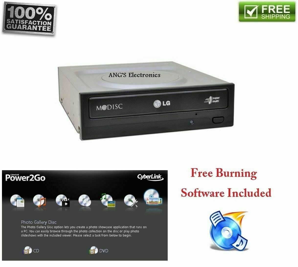 LG DESKTOP SATA Internal Optical Drive CD/DVD/MP3 Writer Burner M-Disc Support