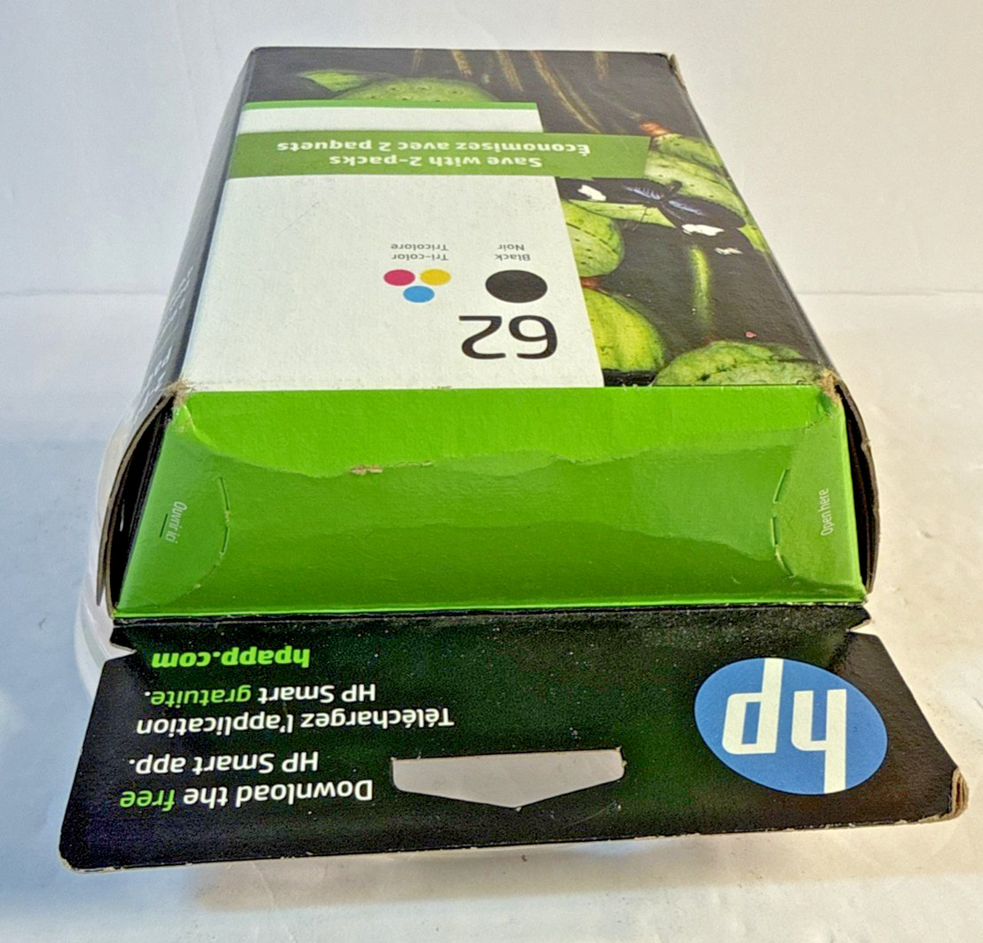 Factory SealedHP 62XL Black & 62 Tri Color Combo Pack Ink Cartridges Exp 04/2024