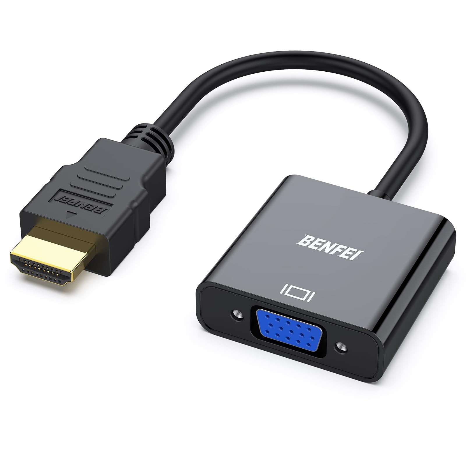 BENFEI HDMI to VGA, Gold-Plated Adapter (Male Female) for 1 Pack, Black