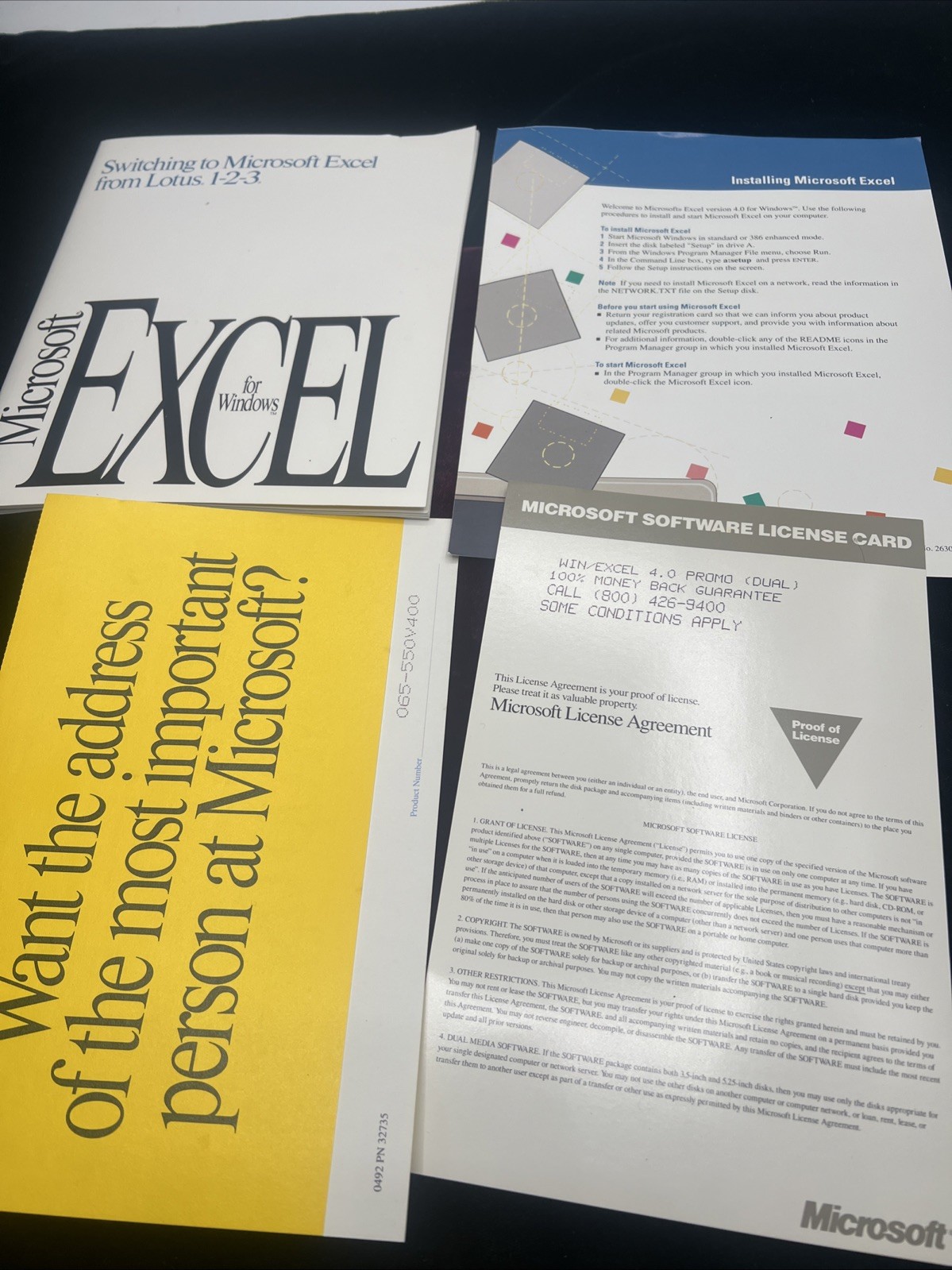 Vtg Microsoft Excel 4.0 Windows Box Set PROMO SAMPLE 1992 3.5″ & 5.25″ Disks