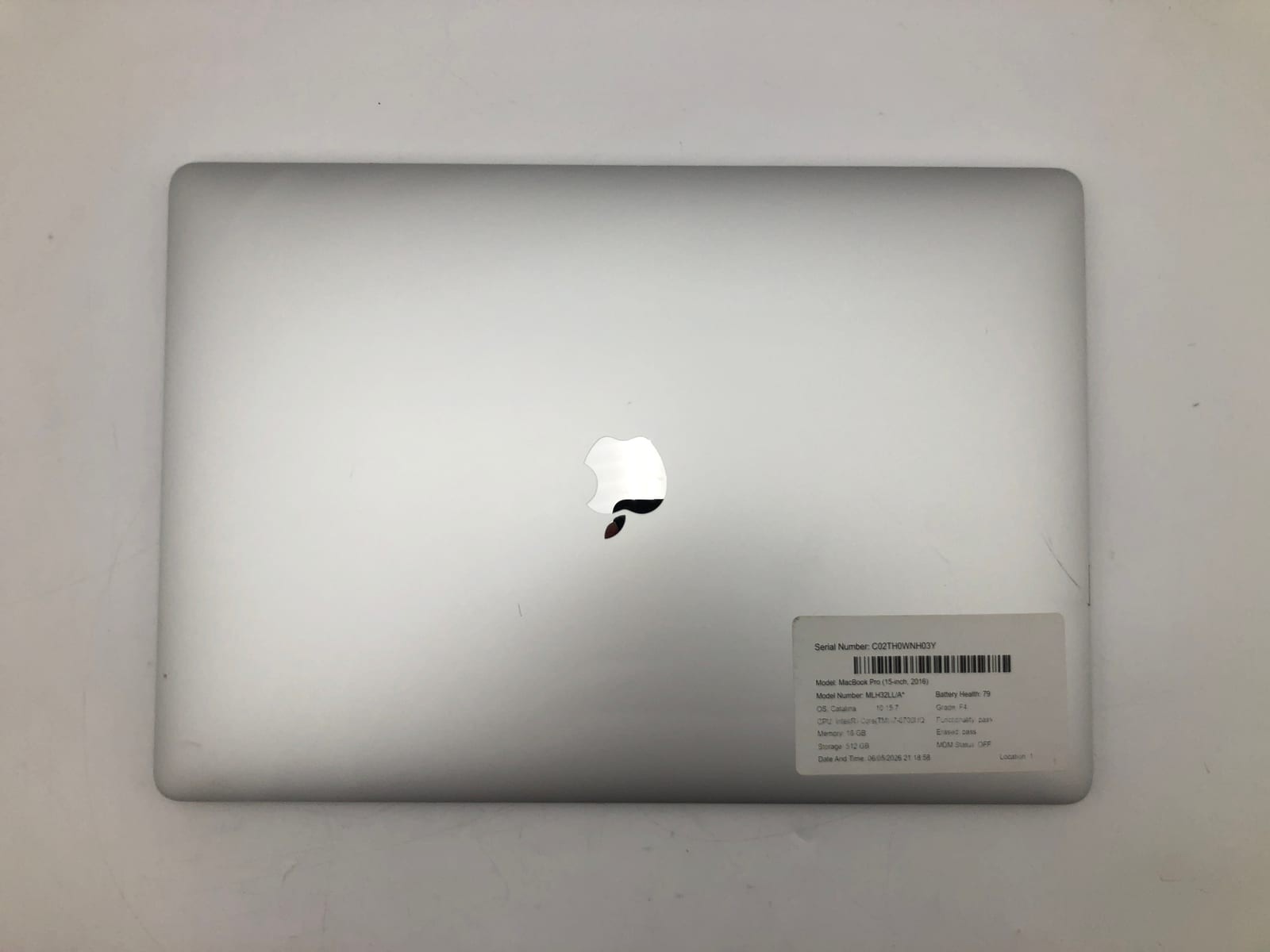 Apple | MacBook Pro (15-inch, 2016) | Intel(R) Core(TM) i7-6700HQ | 79% Battery