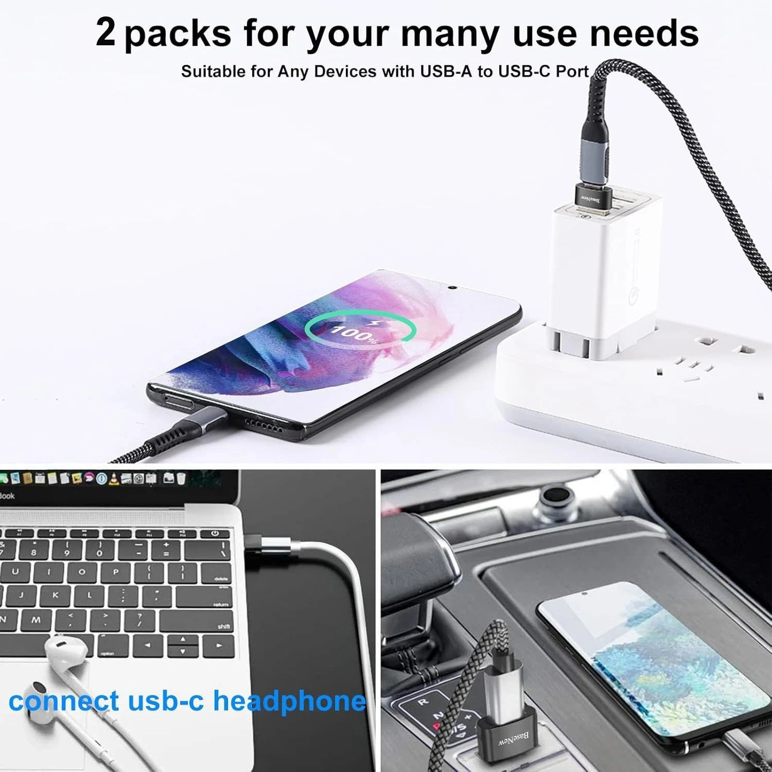 3 PACK USB C 3.1 Type C Female to USB 3.0 Type A Male Port Converter Adapter NEW