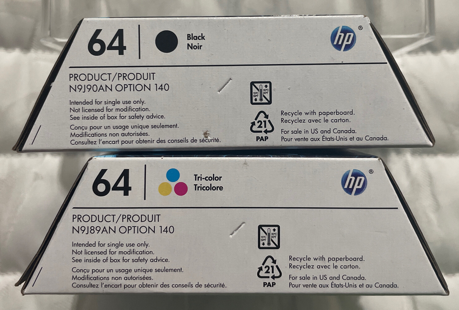 HP 64 Black Tricolor Ink Cartridge Set X4D92AN N9J89AN N9J90AN Exp 2025+ Sealed