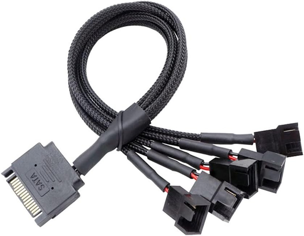 SATA to 3 Pin / 4 Pin Fan Adapter, 15 Pin SATA to 12V PC Case Fan Splitter Exten