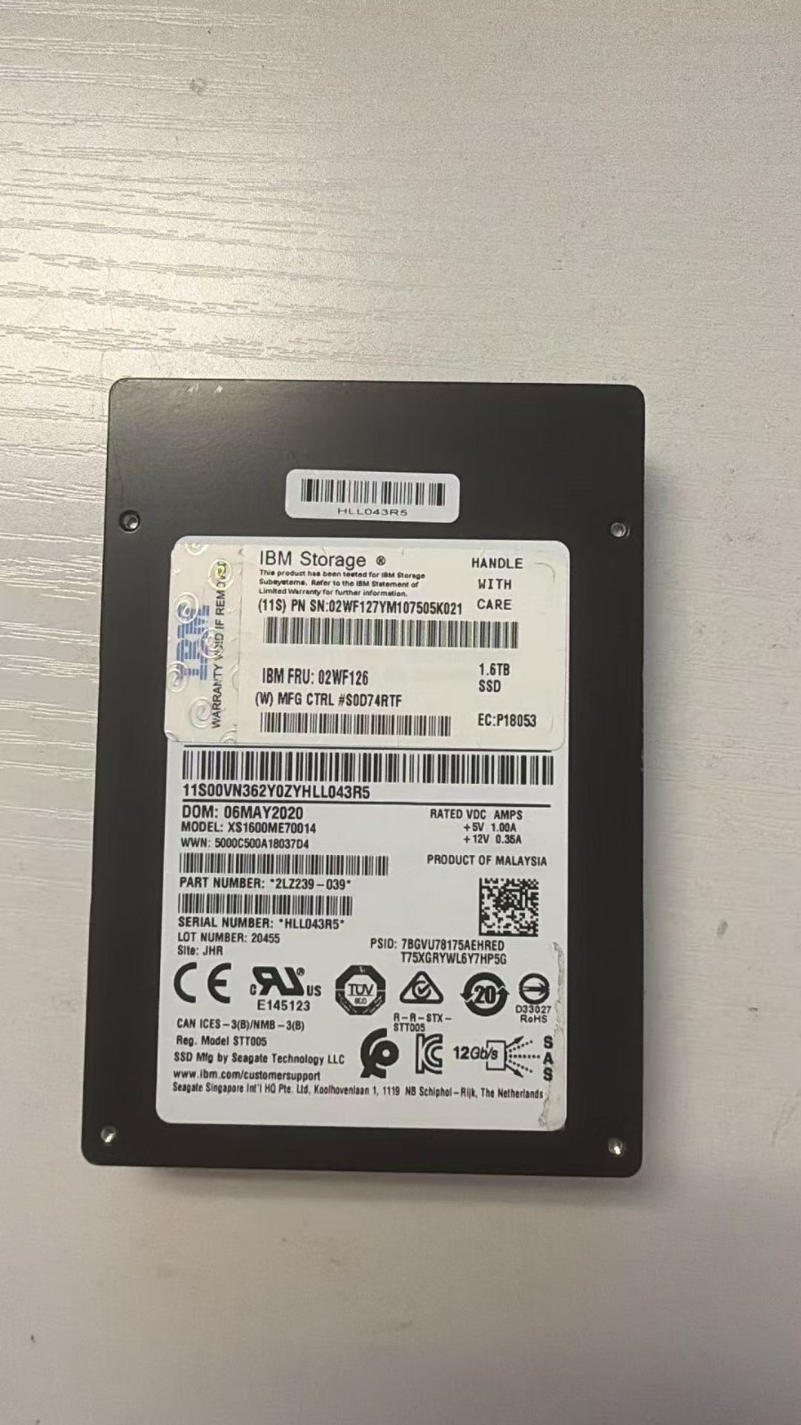 02WF126 IBM Seagate 1.6TB XS1600ME70014 SAS 12Gb/s SSD
