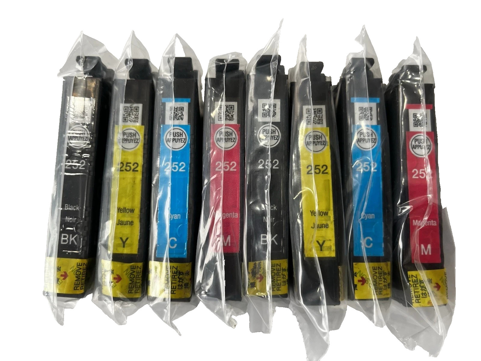 2 sets of Epson OEM original 252 standard capacity ink cartridges 8 count NEW
