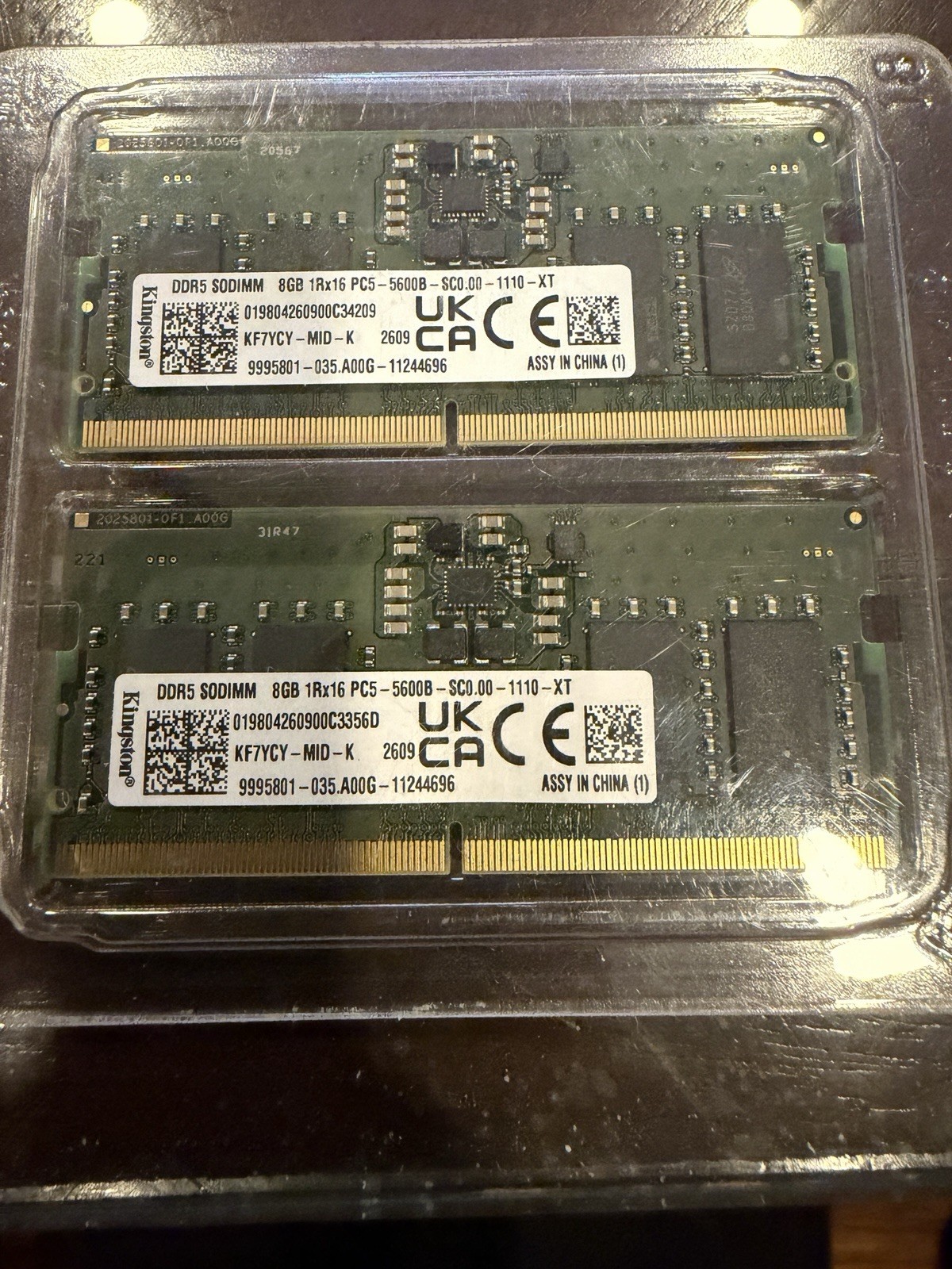 Kingston 2x DDR5 SODIMM 8GB 1Rx16 PC5 -5600B – SC0.00 -1110 -XT 16GB