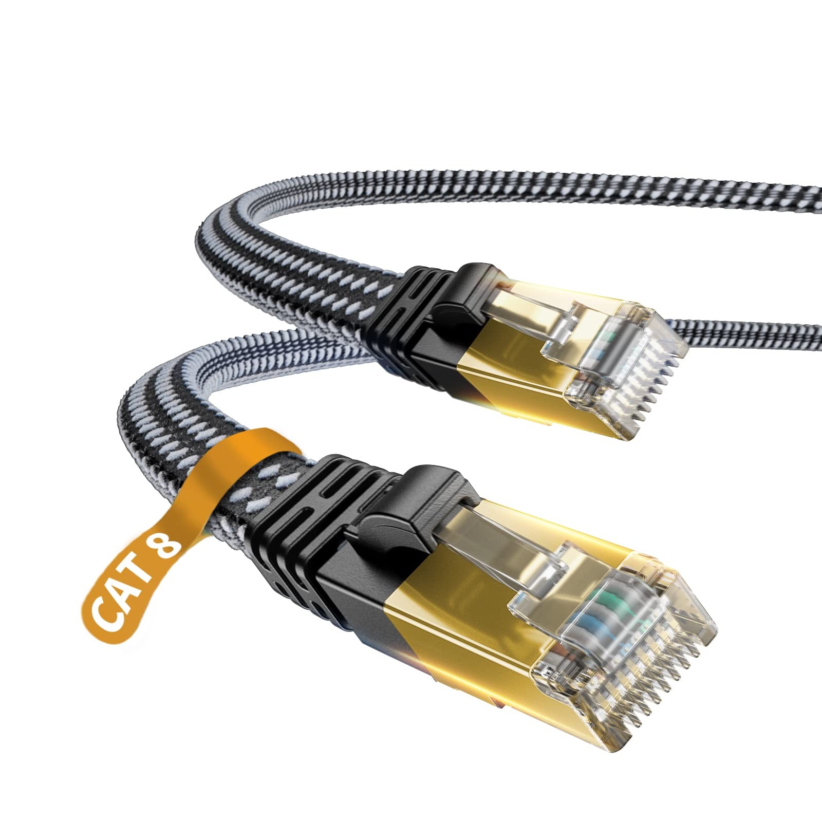 3ft DanYee Cat 8 Ethernet Cable Nylon Braided High Speed RJ45 2000 MHz Black