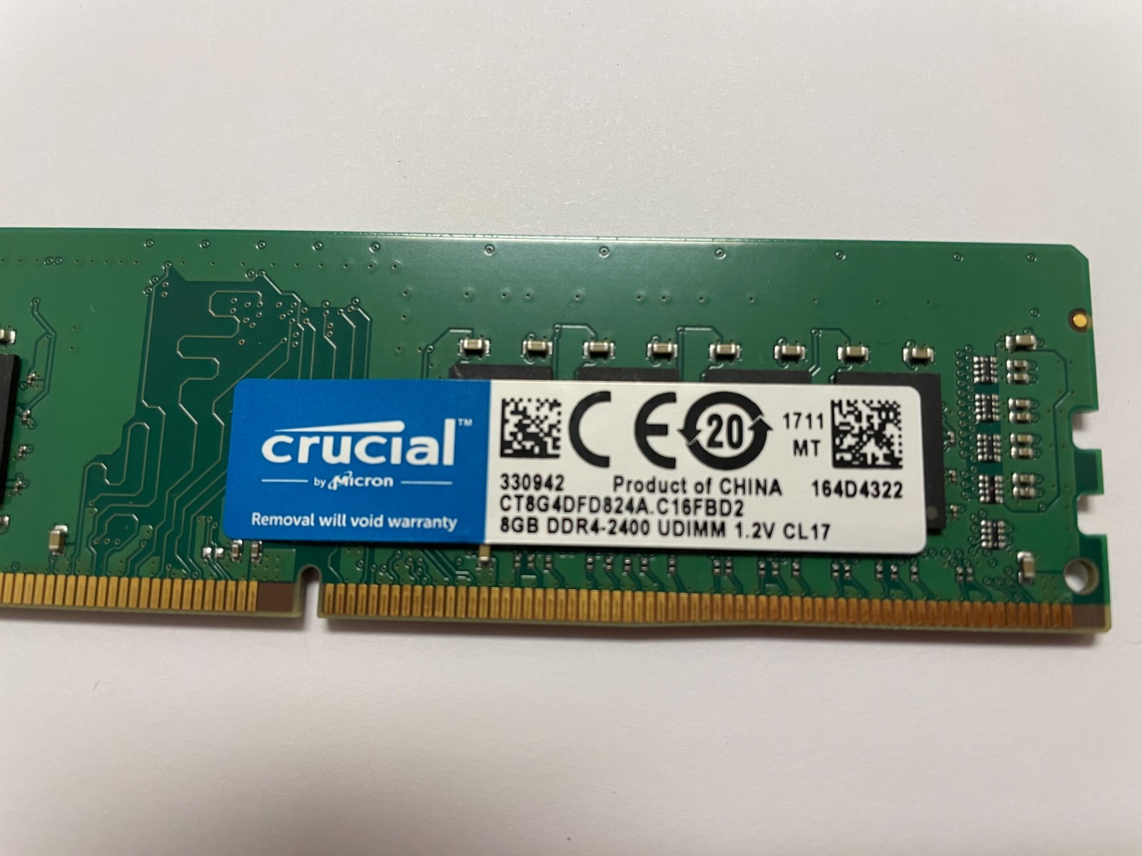 Micron Crucial 8GB (1-Stick) PC4-19200 DDR4-2400 UDIMM CT8G4DFD824A.C16FBD2