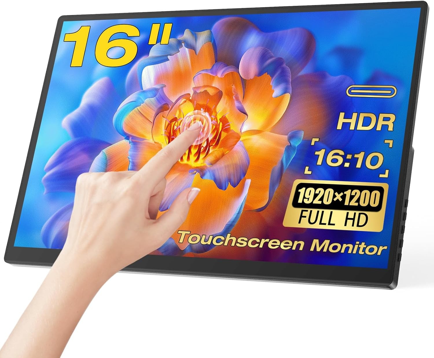 16″ Touchscreen Monitor FHD 1920x1200P Frameless PC Display HDMI/USB-C for PS5