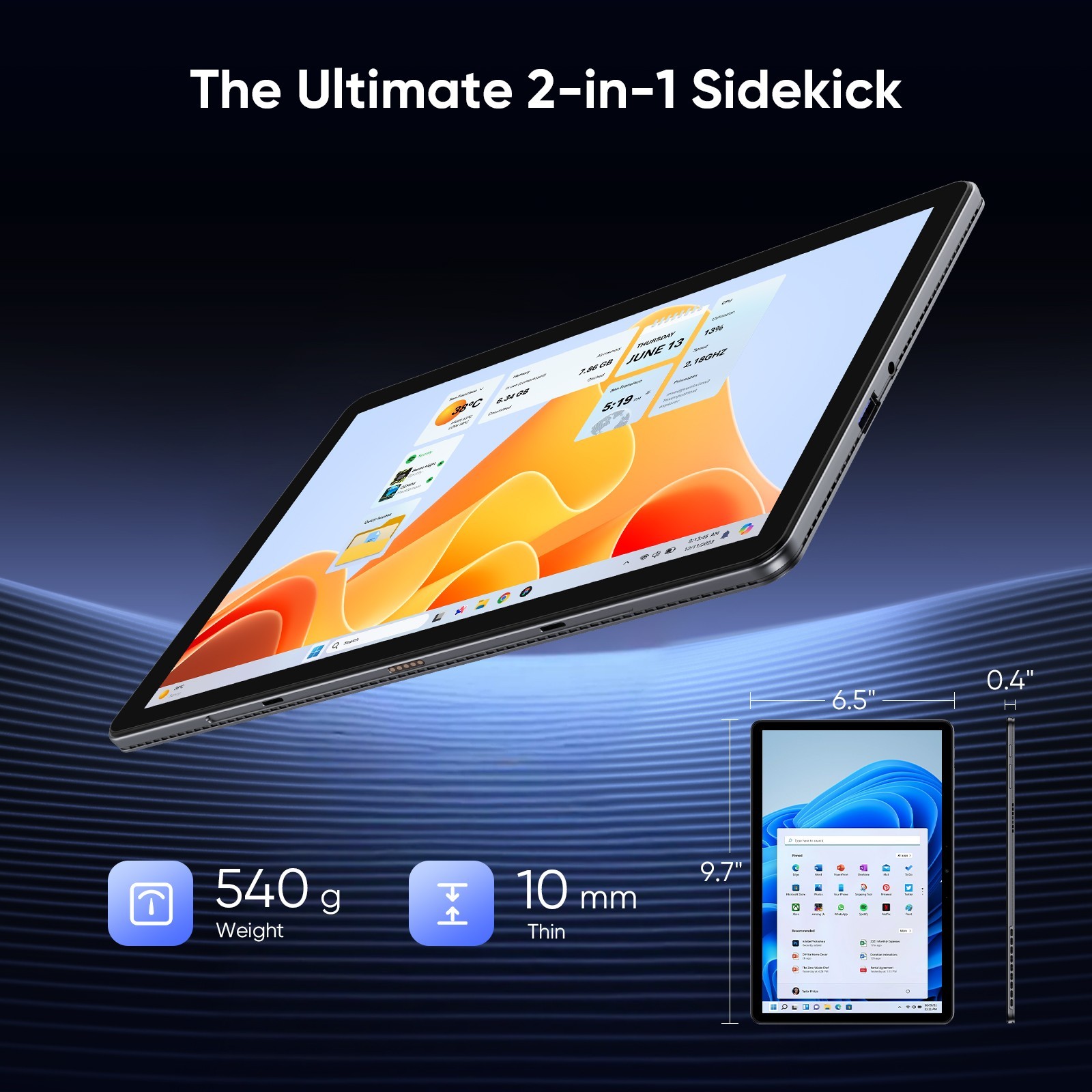 10.1″ Windows 11 Pro Tablet,12GB+256GB Intel Core M3 8100Y 3.4GHz with Stylus