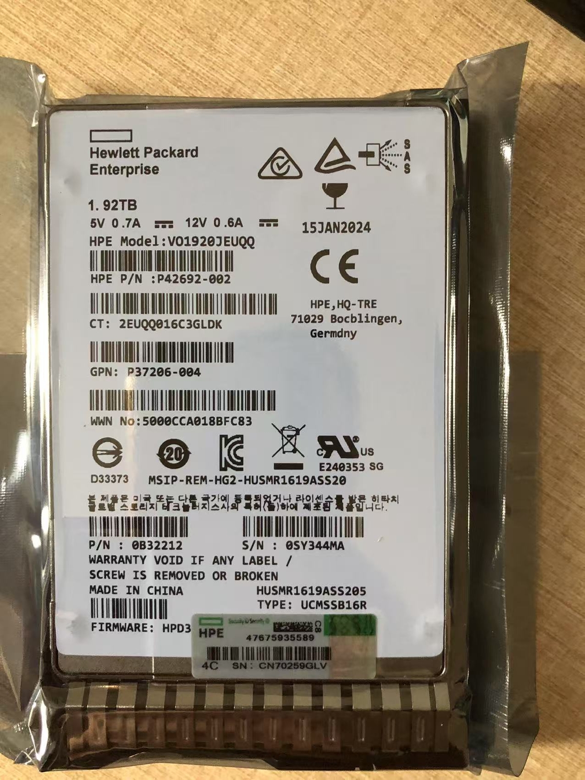 HPE MSA R0Q37A P13012-001 2.5” 1.92TB SSD SAS READ INTENSIVE Solid State Drive