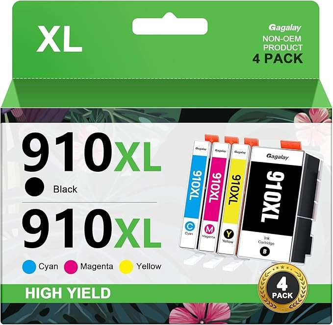 910XL 910 Ink Cartridges for HP Printers Replacement for HP Ink 910XL Black 4pak