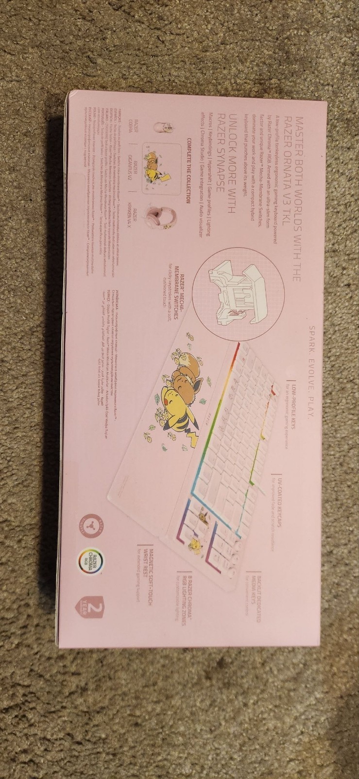 NEW IN BOX Pokemon x Razer Ornata V3 X Tenkeyless Pikachu & Eevee Edition Pink