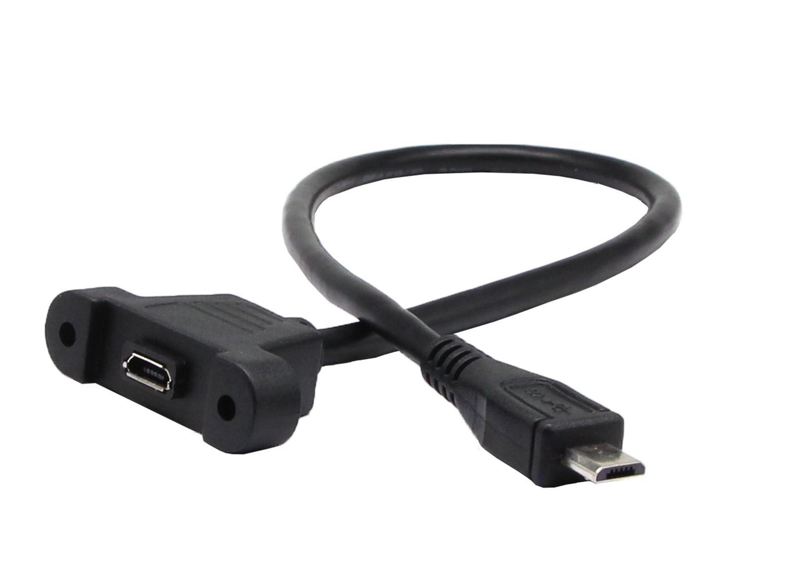 zdyCGTime 30cm Panel Mount Cable, Micro USB Male to Female, USB, black