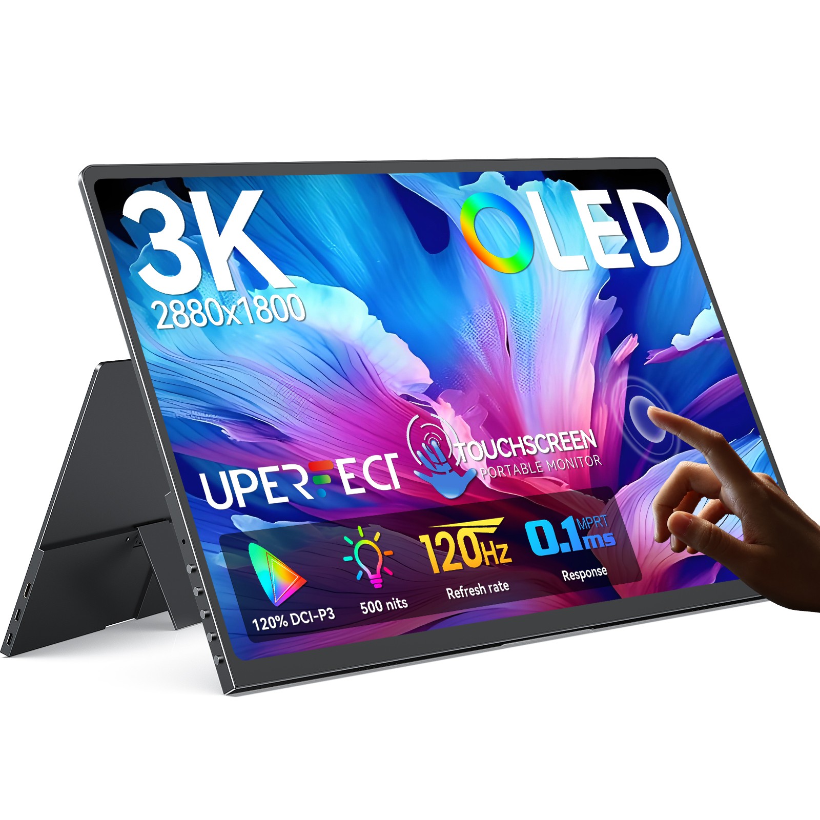 14″ 2880×1800 OLED Touchscreen Monitor 120Hz Gaming Monitor USB C Monitor 500nit