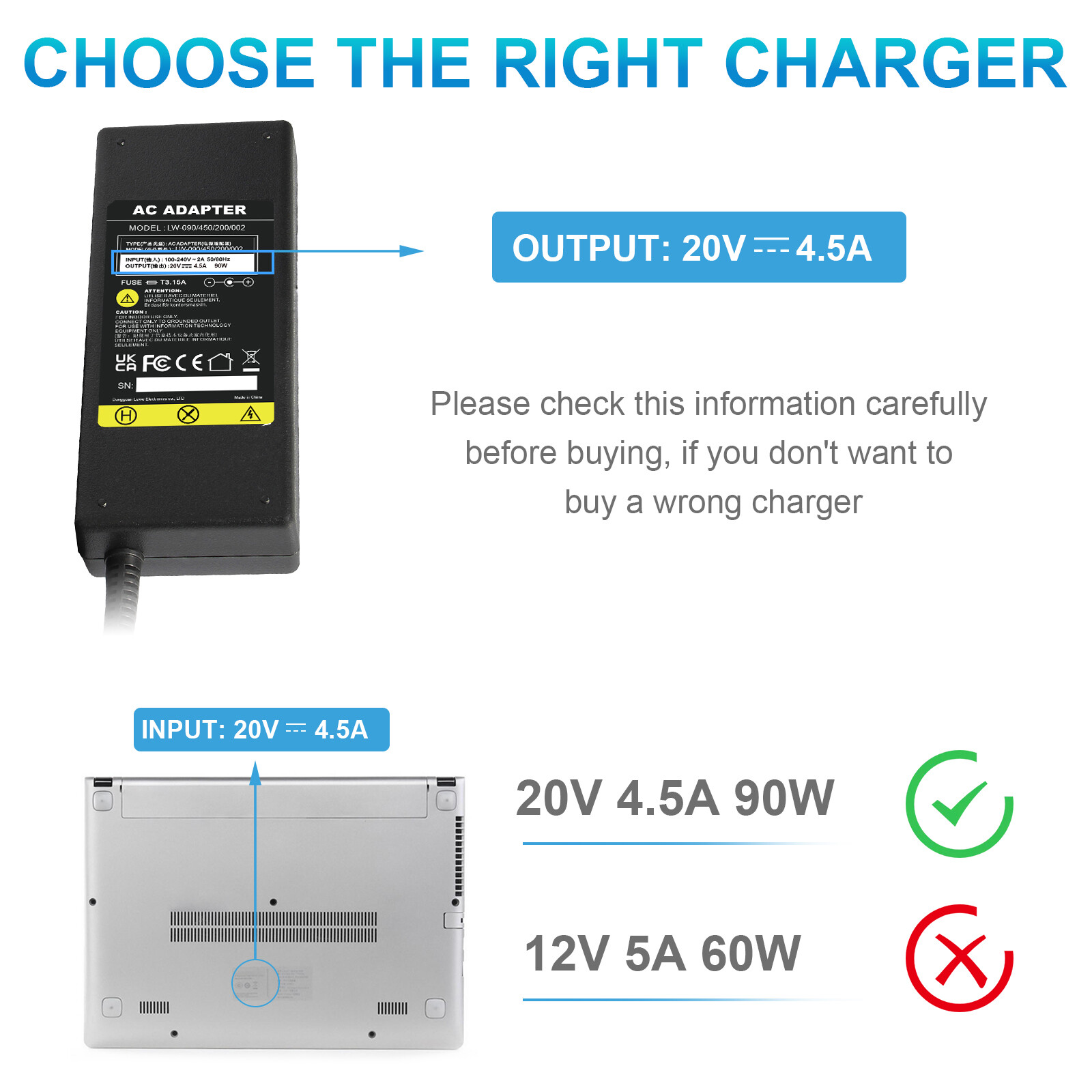 90W Laptop AC Adapter Power Supply for Lenovo Thinkpad X1 Carbon T440 E431 Edge