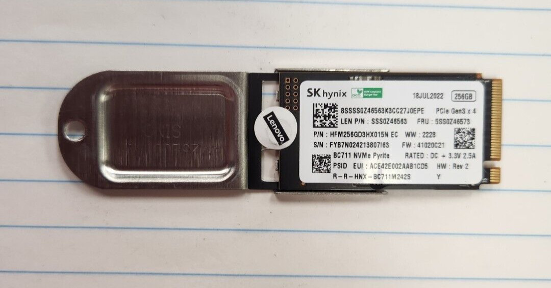 SK Hynix with shield 256GB M.2 PCIe NVMe SSD with shield
