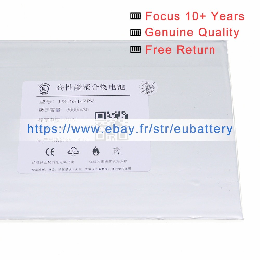 Battery New U3053147PV For Teclast M40 Plus TLC005 Tablet 3.8V 26WH