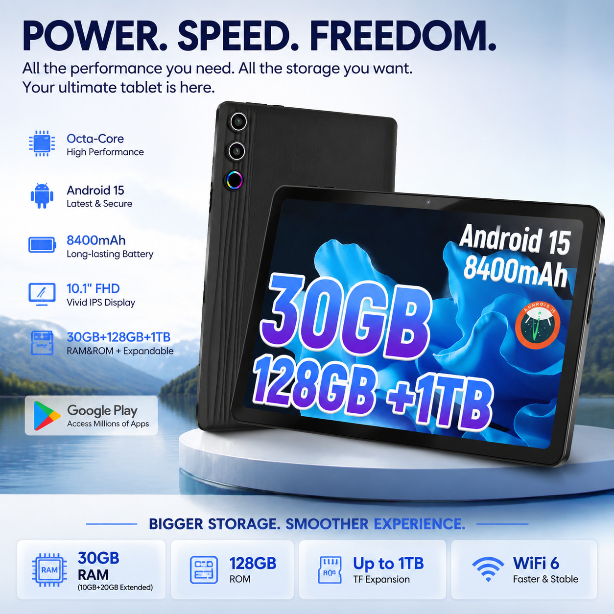 11.5 inch 2K HD PC Tablet 30GB+128GB Android 15 Wifi 6 A733 Octa-Core 8400mAh