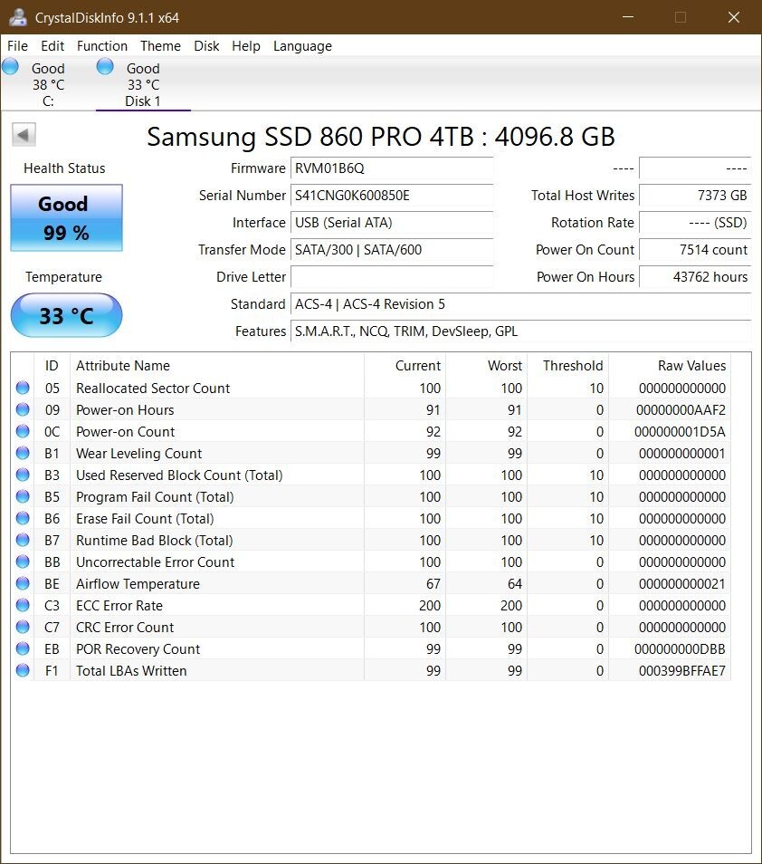 Samsung 860 Pro 4TB 3D V-NAND SSD (MZ-76P4T0) SATA III 6Gb/s 2.5″ 7mm
