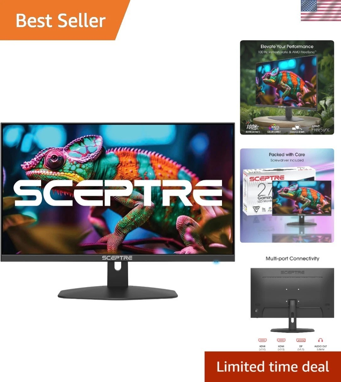 27-inch Gaming Monitor 100Hz 1ms DisplayPort HDMI x2 100% sRGB AMD Free Sync …