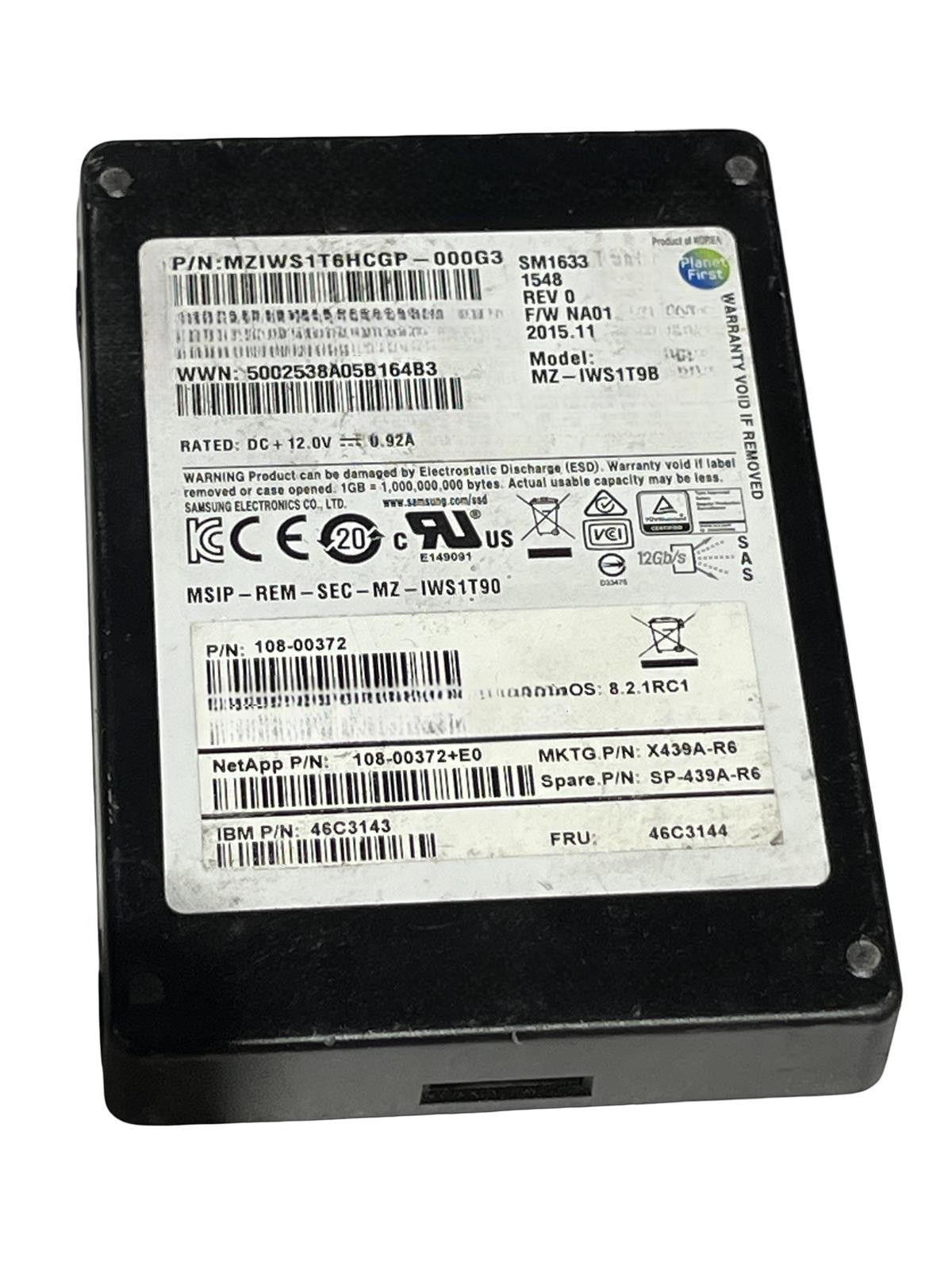 Samsung SM1633 1.6TB 2.5″ 12Gbps SAS SSD – MZ-IWS1T9B