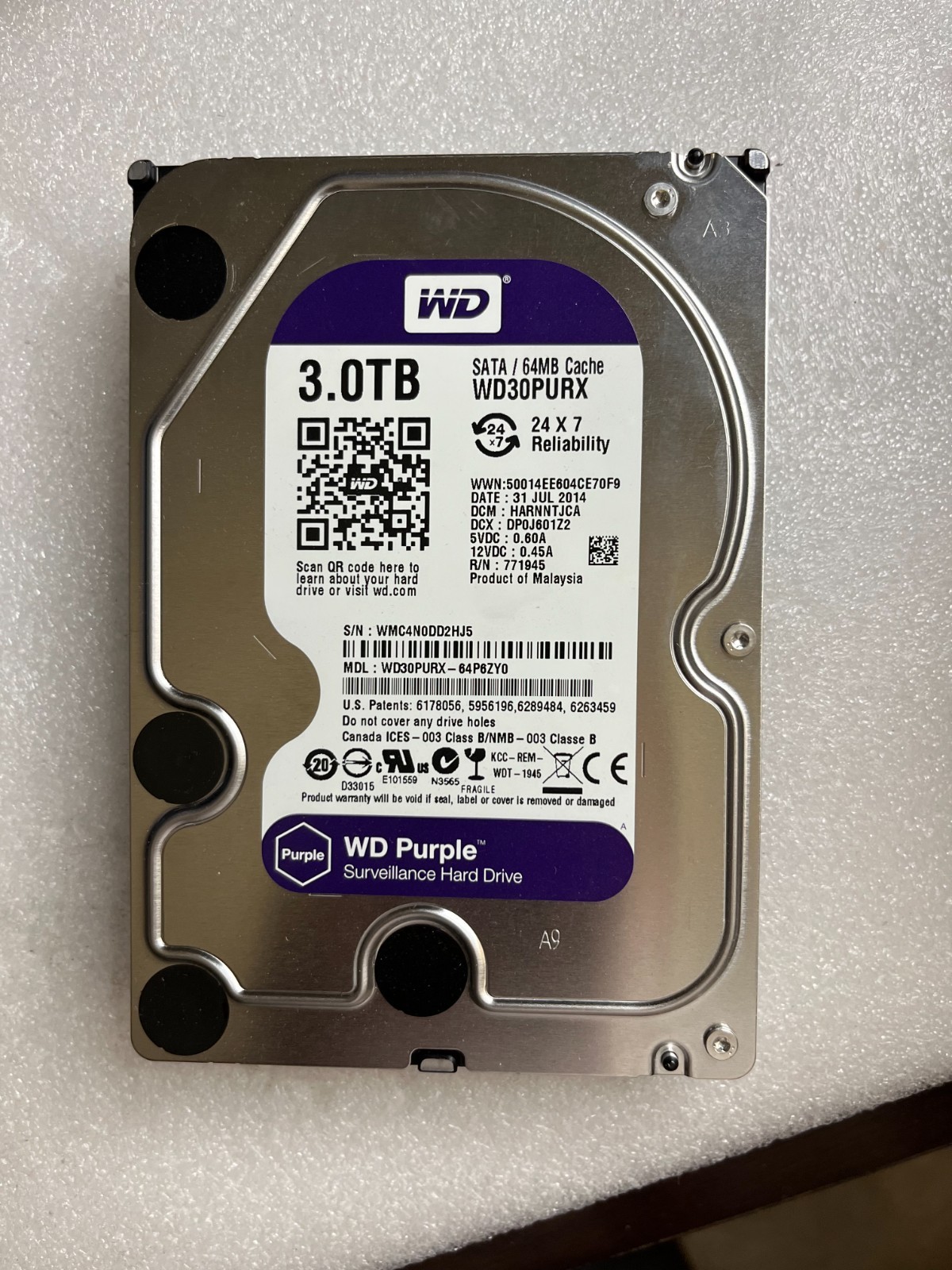 Western Digital Purple 3TB Internal (WD30PURX) HDD ONE PENDING SECTOR