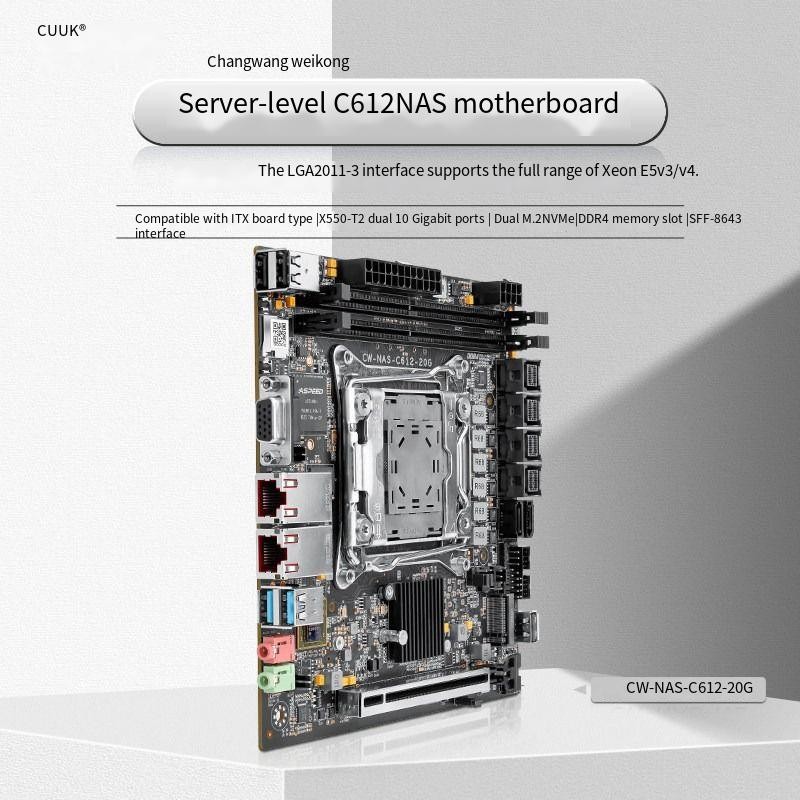 C612 Xeon E5 V3 V4 NAS Mohterboard double 10 Gigabit port DDR4 VGA Soft routing