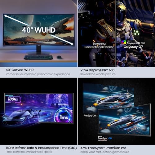 BLACK – SAMSUNG 40” ODYSSEY G7 (G75F) WUHD RESOLUTION, 180HZ, CURVED LS40FG756EN