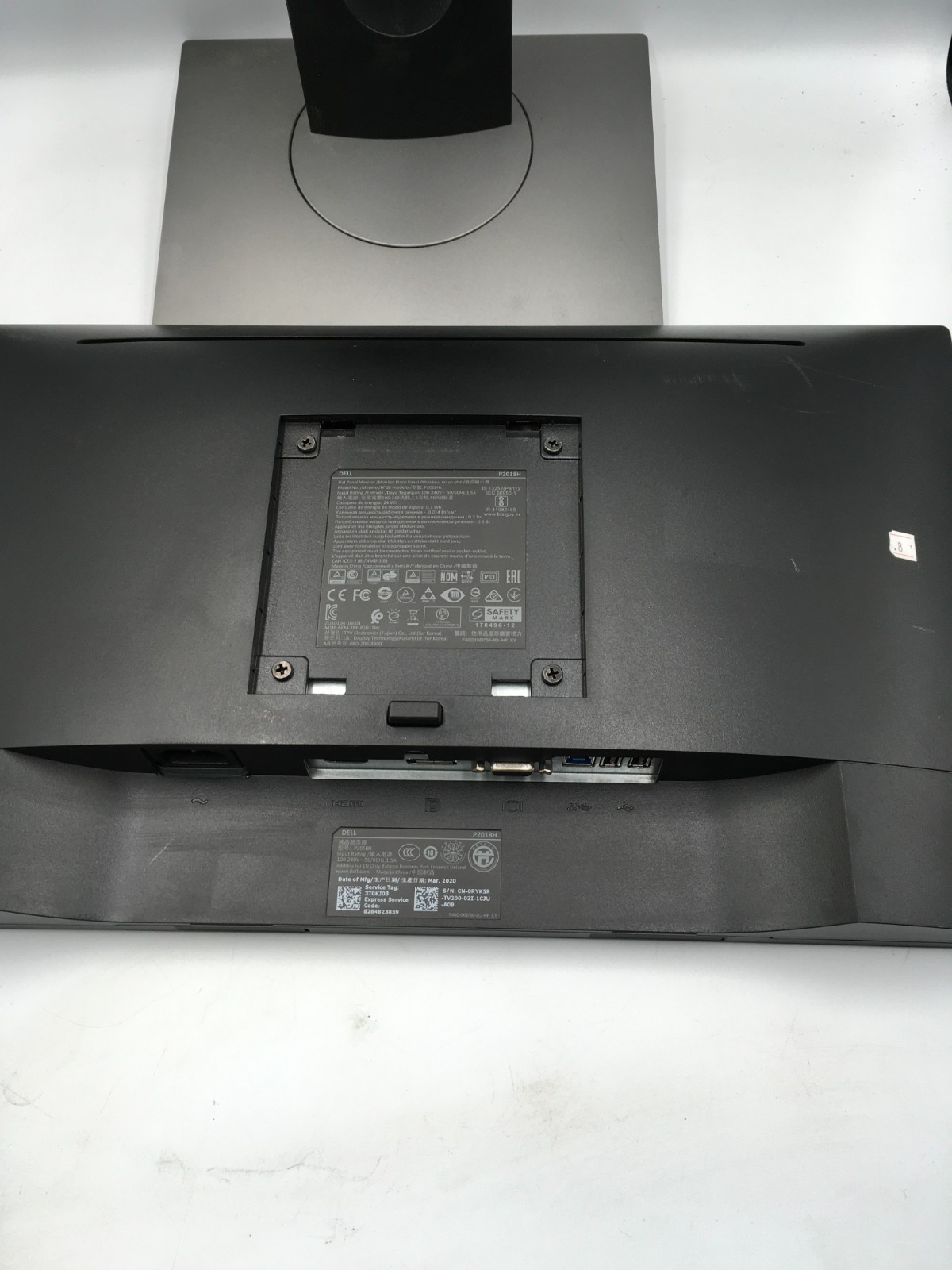 Dell P2018H Black 19.5″ Screen 1600 x 900 Resolution LCD Monitor W/ cord RS