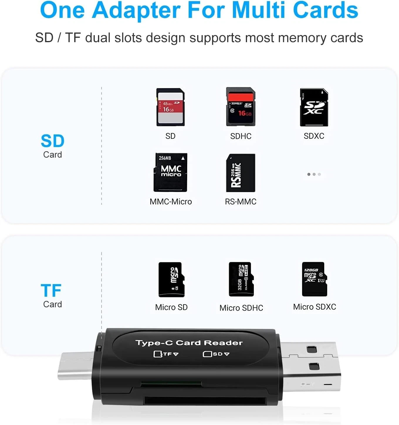 1PC Card Reader USB 3.0 To SD Micro TF Memory Card Adapter PC Laptop Accessories