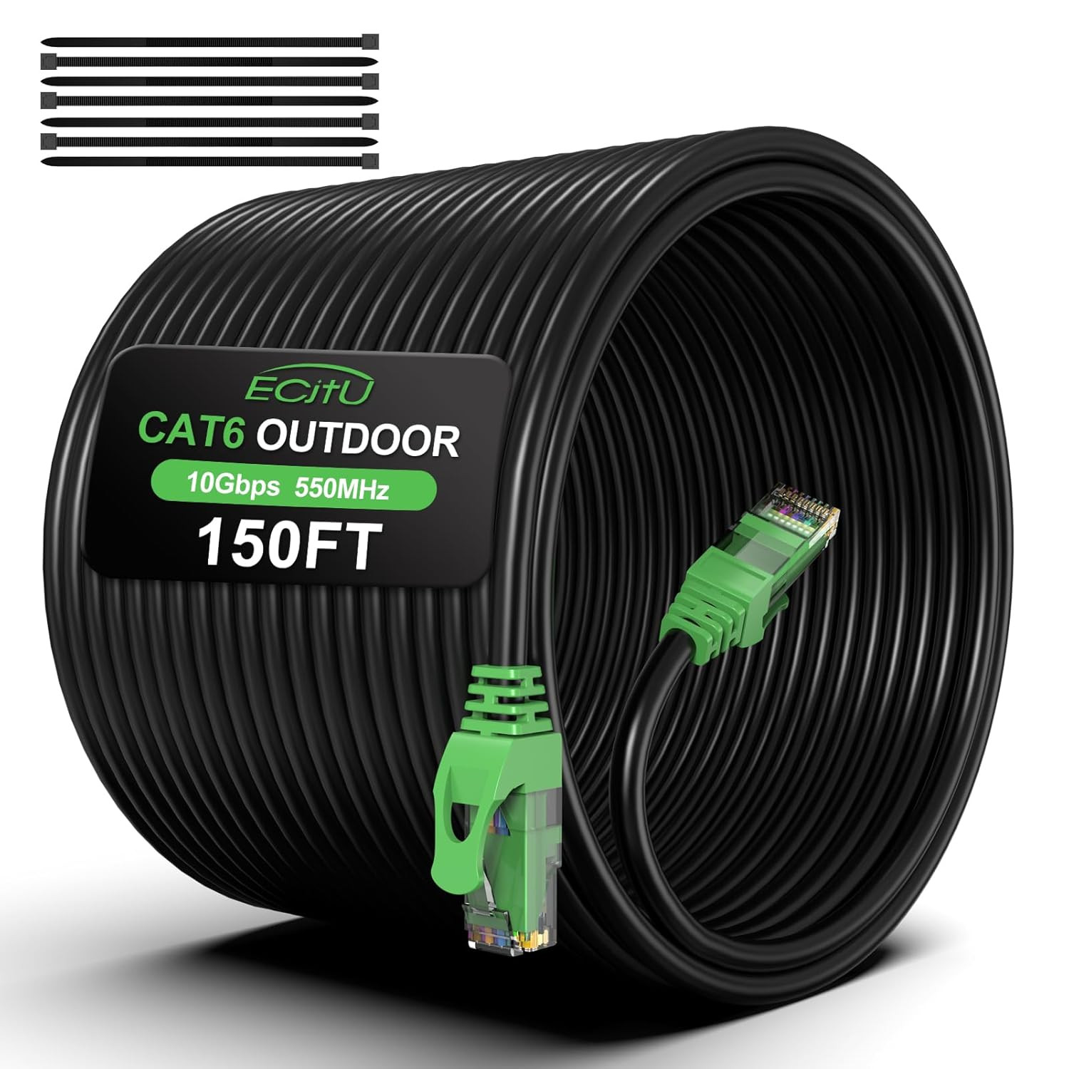 150FT Cat6 Outdoor Ethernet Cable, In-Ground, Heavy Duty Direct Burial, 24AWG