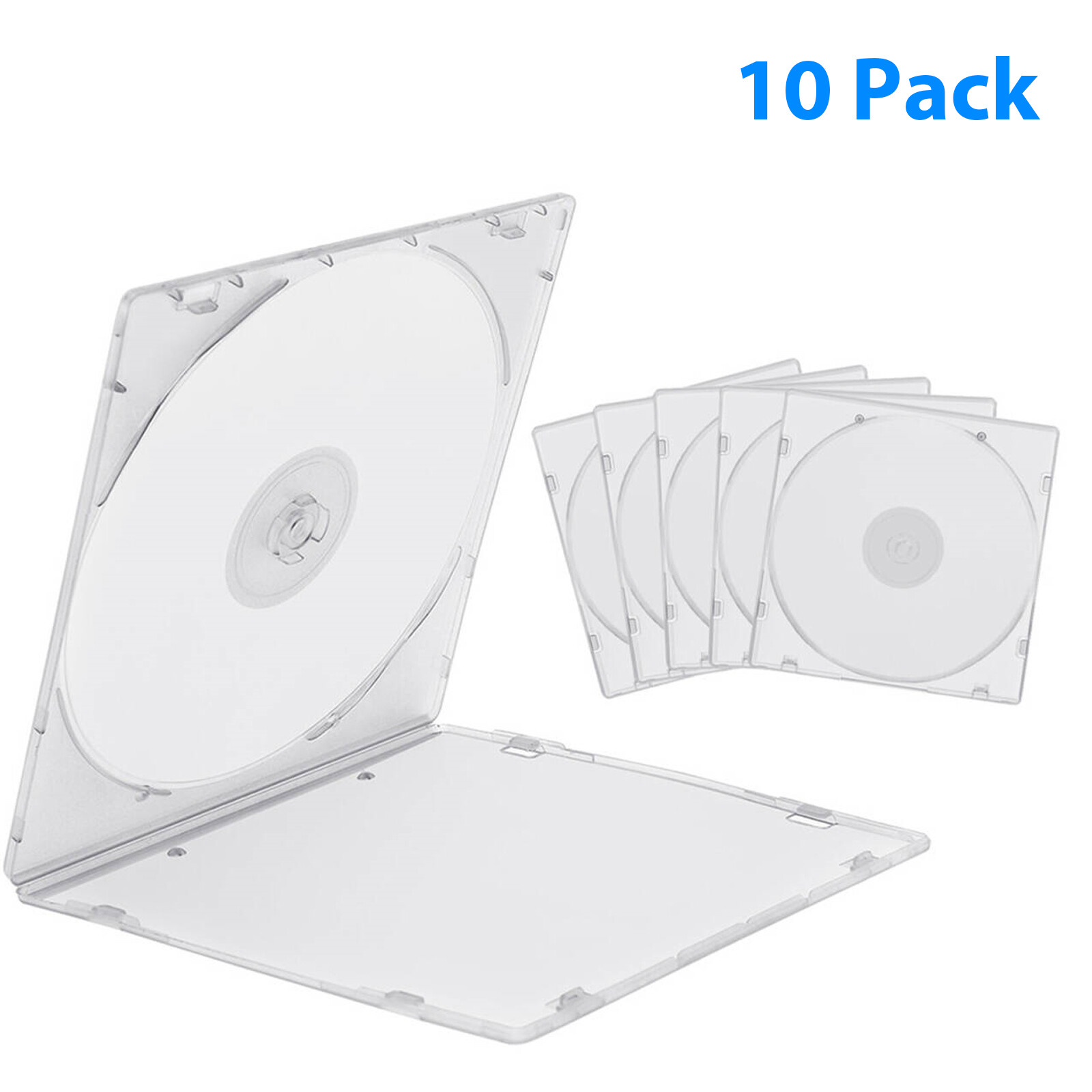 100 Pack Standard Clear DVD Case CD Jewel Holder Single Disc Storage Clear Tray