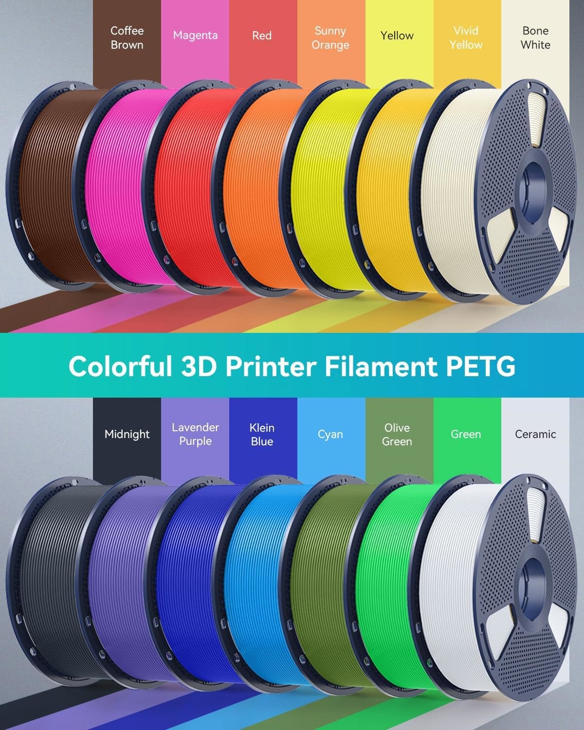 10KG SUNLU PETG 3D Printer Filament 1.75mm PETG 1KG/ROLL +/-0.02mm No Knots