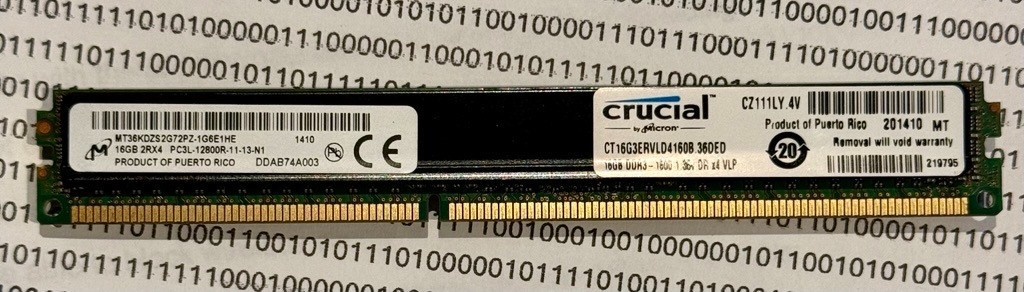 Micron 16GB 2Rx4 PC3L-10600R DDR3 1333MHz 1.35V VLP ECC REG Memory RAM
