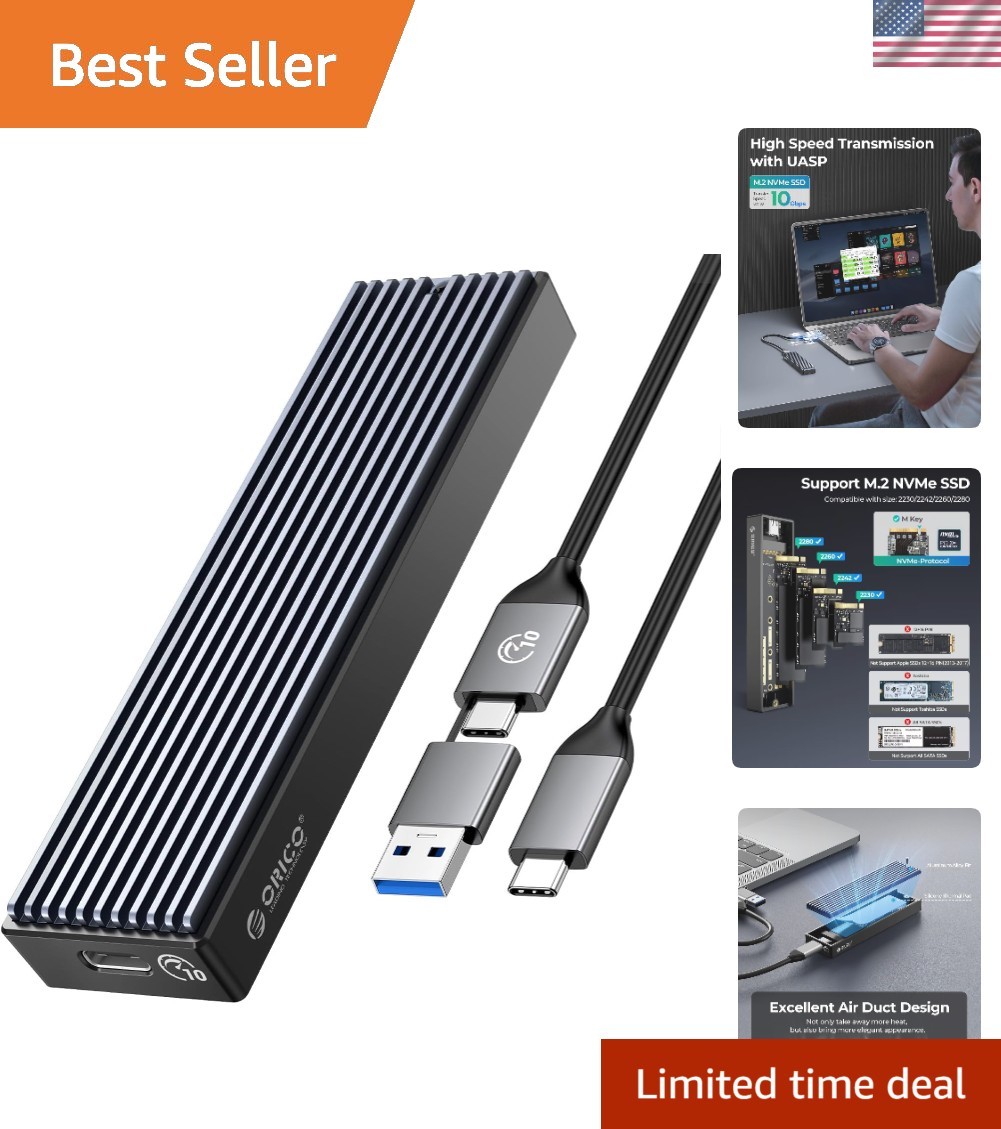 Compact 10Gbps USB 3.1 NVMe Case for M.2 SSDs Up to 8TB – For Ultimate Speed